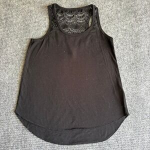 Mudd Black Lace Back Sleeveless Tank Top Scoop Neck High Low Hem Small Boho
